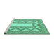 Sideview of Machine Washable Abstract Turquoise Modern Area Rugs, wshabs2692turq