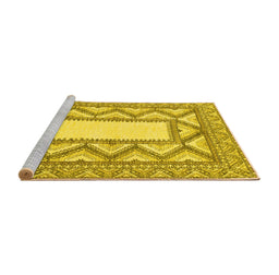 Sideview of Machine Washable Abstract Yellow Modern Rug, wshabs2692yw