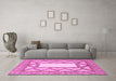 Machine Washable Abstract Pink Modern Rug in a Living Room, wshabs2692pnk