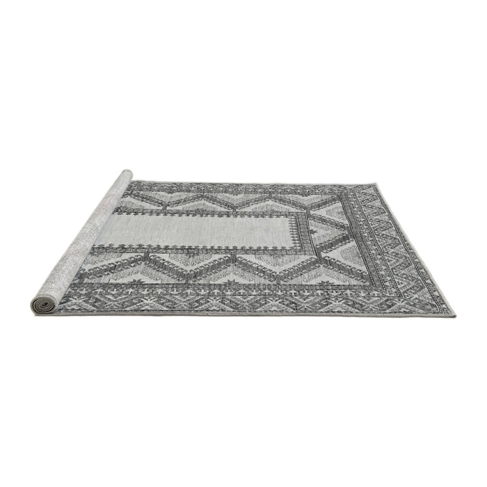 Sideview of Machine Washable Abstract Gray Modern Rug, wshabs2692gry