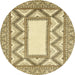 Round Abstract Brown Gold Modern Rug, abs2692