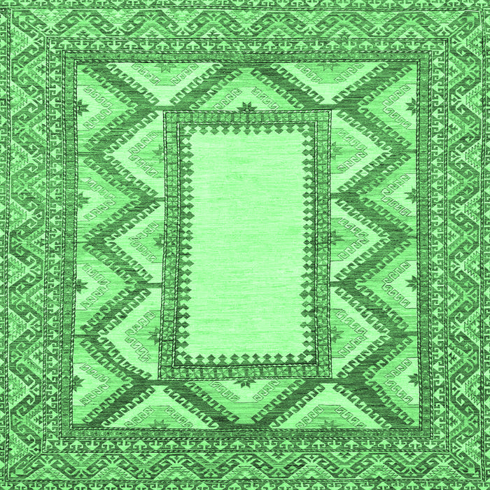 Square Machine Washable Abstract Emerald Green Modern Area Rugs, wshabs2692emgrn