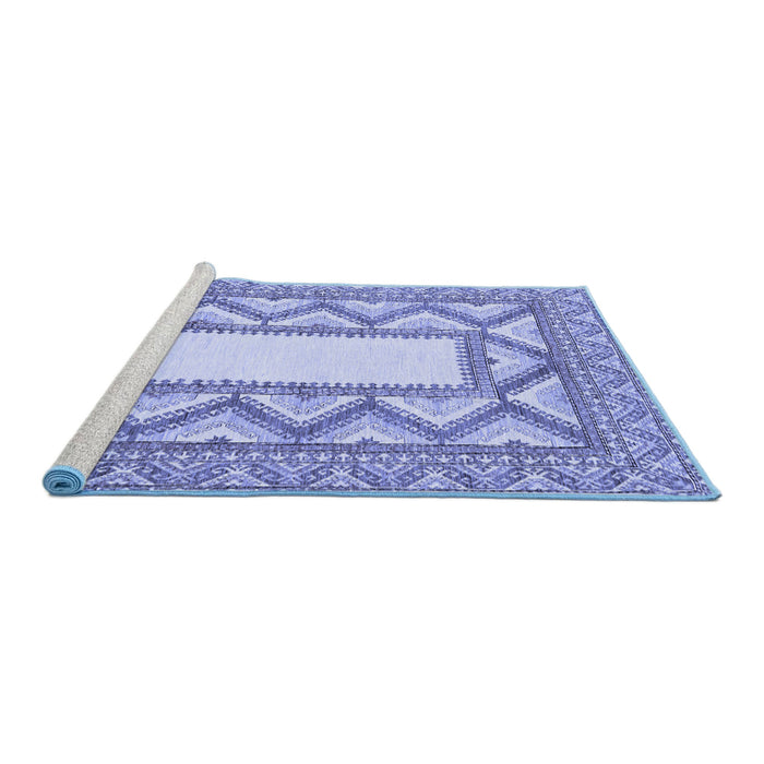 Sideview of Machine Washable Abstract Blue Modern Rug, wshabs2692blu