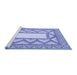 Sideview of Machine Washable Abstract Blue Modern Rug, wshabs2692blu