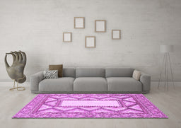 Machine Washable Abstract Purple Modern Area Rugs in a Living Room, wshabs2692pur