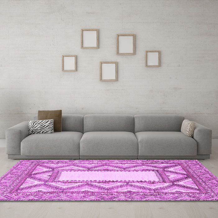 Machine Washable Abstract Purple Modern Area Rugs in a Living Room, wshabs2692pur