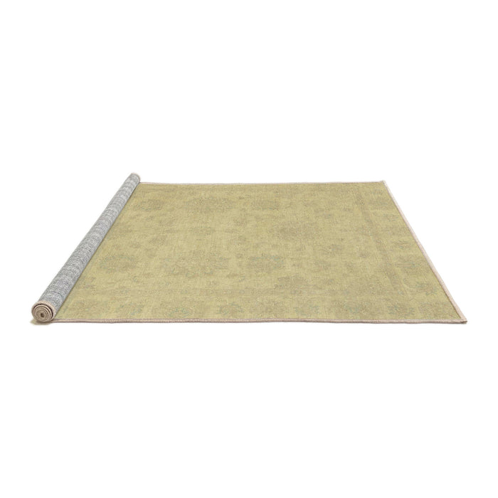 Sideview of Machine Washable Abstract Mustard Yellow Rug, wshabs2693