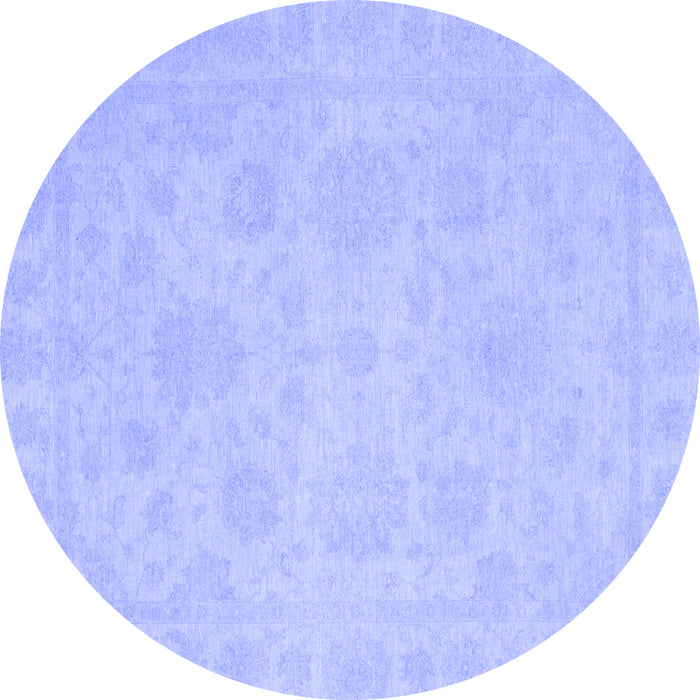 Round Machine Washable Oriental Blue Traditional Rug, wshabs2693blu