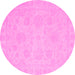 Round Oriental Pink Traditional Rug, abs2693pnk