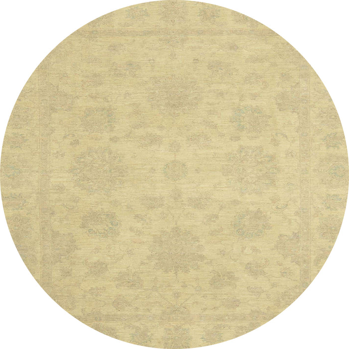 Round Machine Washable Abstract Mustard Yellow Rug, wshabs2693