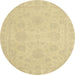 Round Machine Washable Abstract Mustard Yellow Rug, wshabs2693