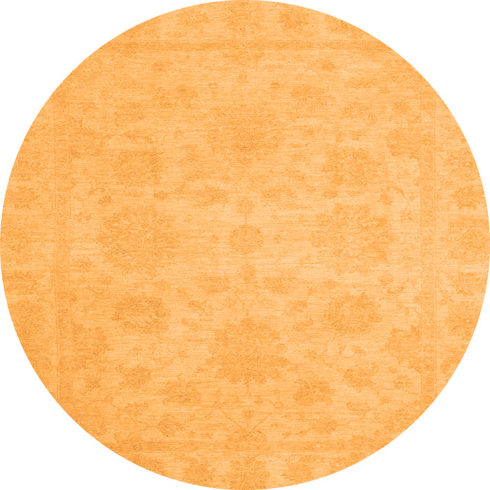 Round Machine Washable Oriental Orange Traditional Area Rugs, wshabs2693org