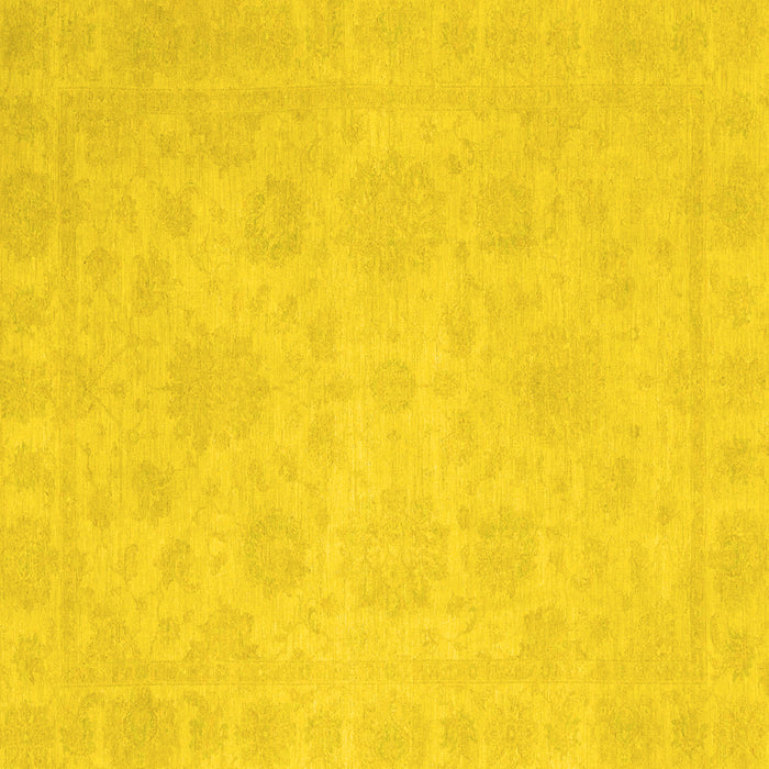 Square Machine Washable Oriental Yellow Traditional Rug, wshabs2693yw
