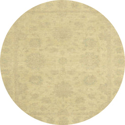 Round Abstract Mustard Yellow Oriental Rug, abs2693