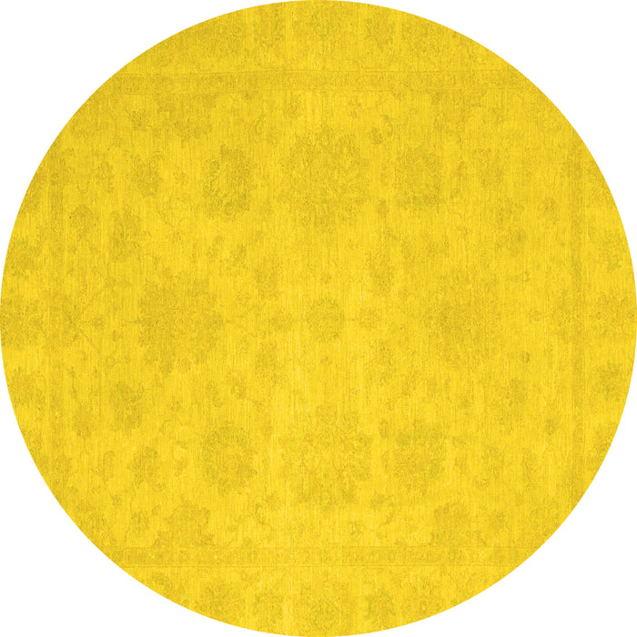 Round Oriental Yellow Traditional Rug, abs2693yw