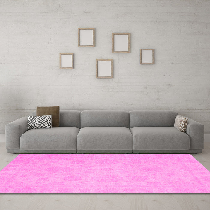 Machine Washable Oriental Pink Traditional Rug in a Living Room, wshabs2693pnk
