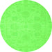 Round Oriental Green Traditional Rug, abs2693grn