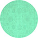 Round Oriental Turquoise Traditional Rug, abs2693turq