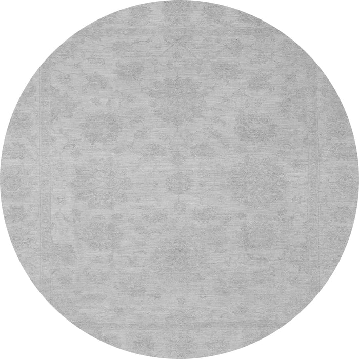 Round Machine Washable Oriental Gray Traditional Rug, wshabs2693gry