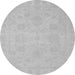 Round Machine Washable Oriental Gray Traditional Rug, wshabs2693gry