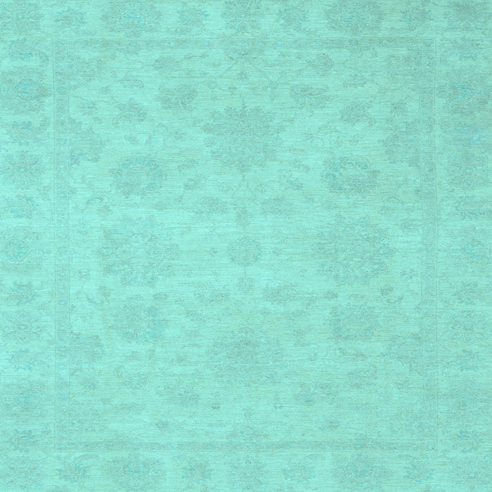 Square Machine Washable Oriental Light Blue Traditional Rug, wshabs2693lblu