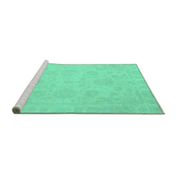 Sideview of Machine Washable Oriental Turquoise Traditional Area Rugs, wshabs2693turq