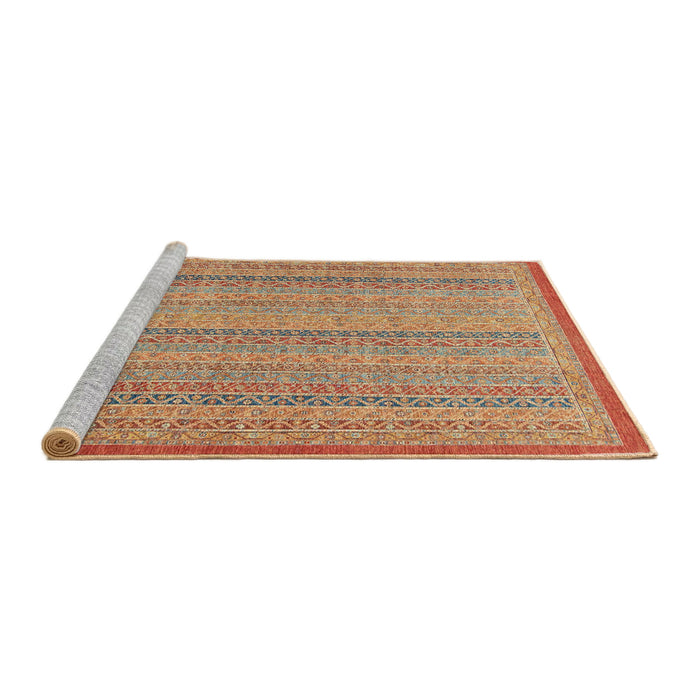 Sideview of Machine Washable Abstract Red Rug, wshabs2694