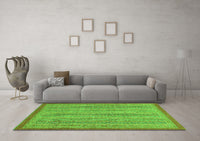 Machine Washable Abstract Green Modern Rug, wshabs2694grn