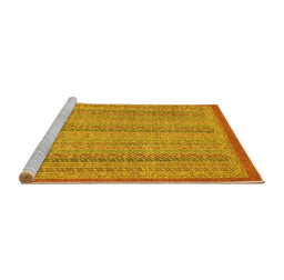 Sideview of Machine Washable Abstract Yellow Modern Rug, wshabs2694yw