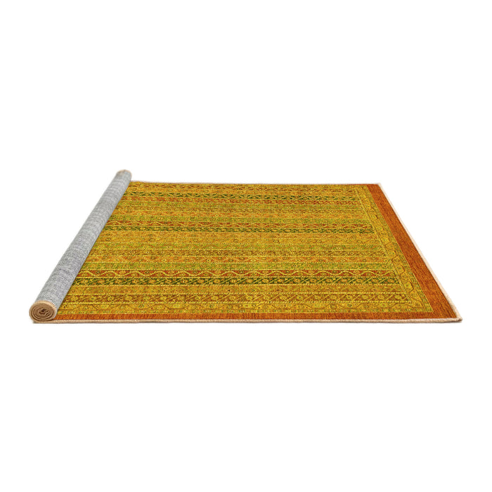 Sideview of Machine Washable Abstract Yellow Modern Rug, wshabs2694yw