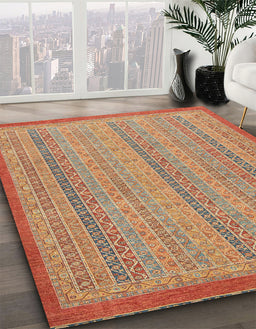 Machine Washable Abstract Red Rug in a Family Room, wshabs2694