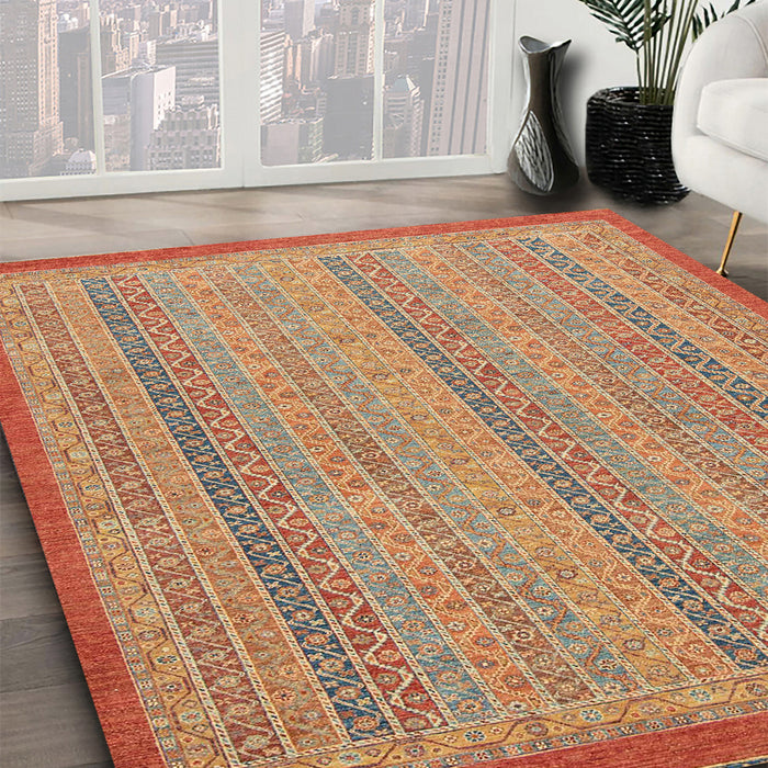 Machine Washable Abstract Red Rug in a Family Room, wshabs2694