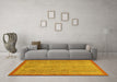 Machine Washable Abstract Yellow Modern Rug in a Living Room, wshabs2694yw