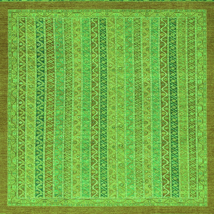 Square Machine Washable Abstract Green Modern Area Rugs, wshabs2694grn