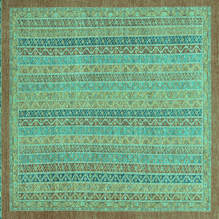 Square Machine Washable Abstract Turquoise Modern Area Rugs, wshabs2694turq