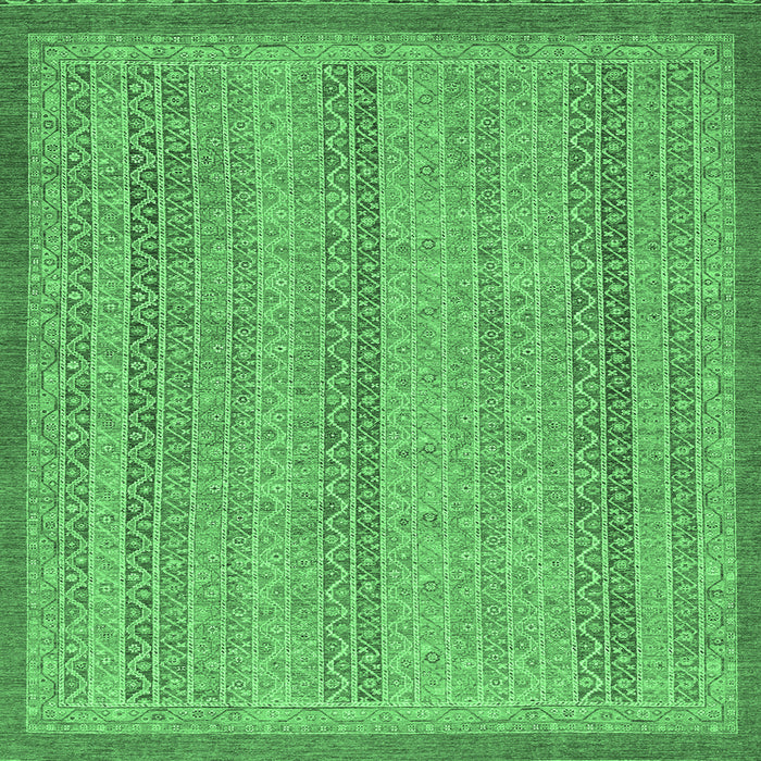 Square Machine Washable Abstract Emerald Green Modern Area Rugs, wshabs2694emgrn