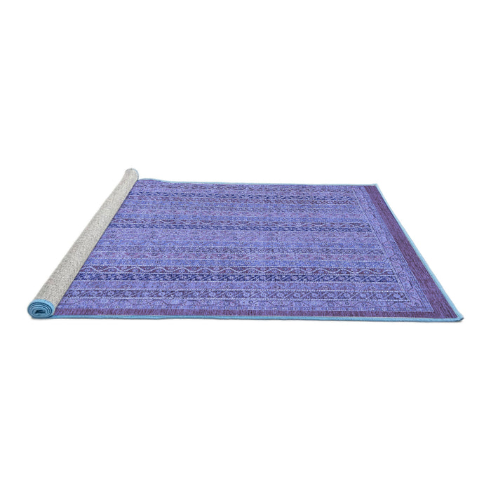 Sideview of Machine Washable Abstract Blue Modern Rug, wshabs2694blu