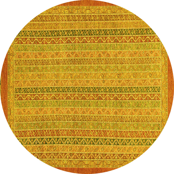 Round Machine Washable Abstract Yellow Modern Rug, wshabs2694yw