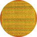 Round Machine Washable Abstract Yellow Modern Rug, wshabs2694yw