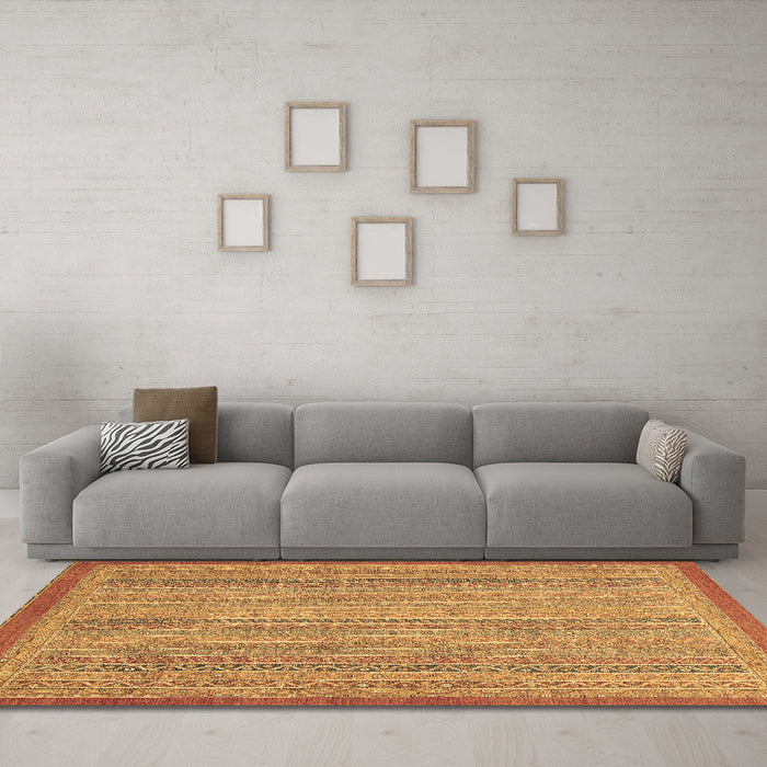Machine Washable Abstract Brown Modern Rug in a Living Room,, wshabs2694brn