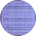 Round Machine Washable Abstract Blue Modern Rug, wshabs2694blu