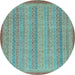 Round Machine Washable Abstract Light Blue Modern Rug, wshabs2694lblu