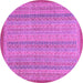 Round Machine Washable Abstract Purple Modern Area Rugs, wshabs2694pur