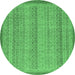 Round Abstract Emerald Green Modern Rug, abs2694emgrn