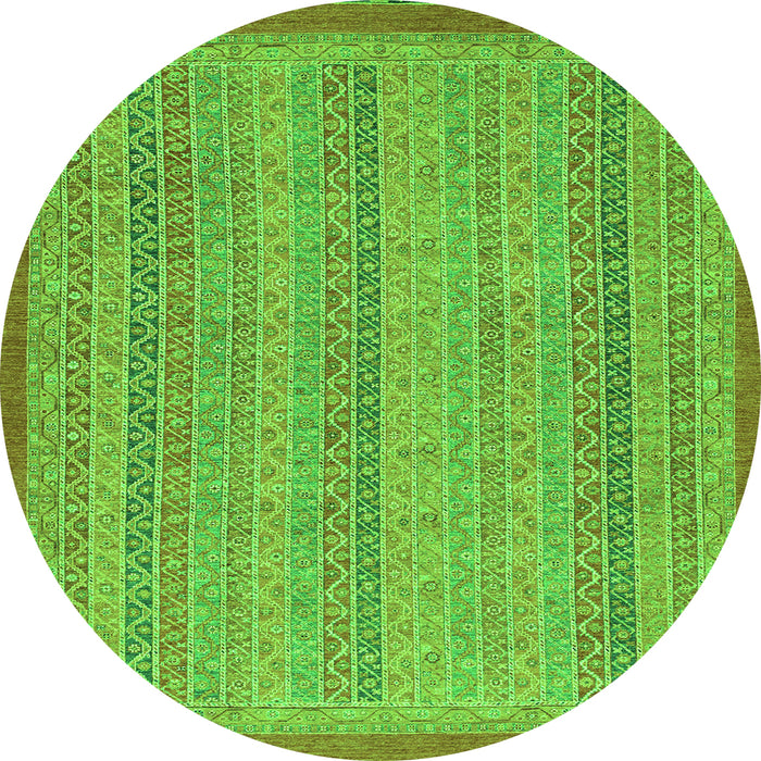 Round Machine Washable Abstract Green Modern Area Rugs, wshabs2694grn