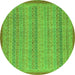 Round Machine Washable Abstract Green Modern Area Rugs, wshabs2694grn