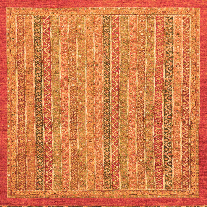 Square Machine Washable Abstract Orange Modern Area Rugs, wshabs2694org