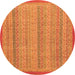 Round Machine Washable Abstract Orange Modern Area Rugs, wshabs2694org