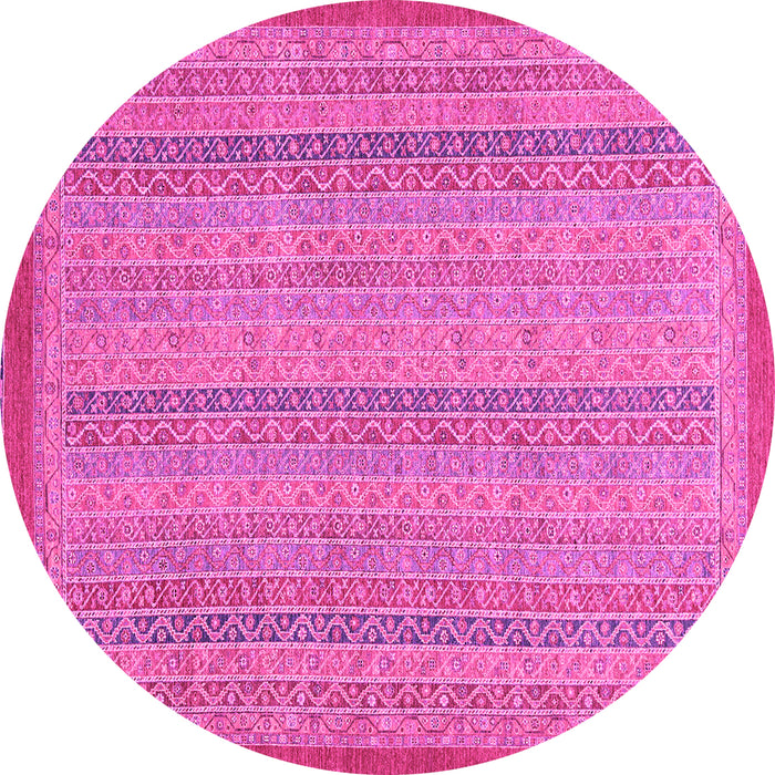 Round Machine Washable Abstract Pink Modern Rug, wshabs2694pnk