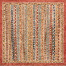 Square Machine Washable Abstract Red Rug, wshabs2694